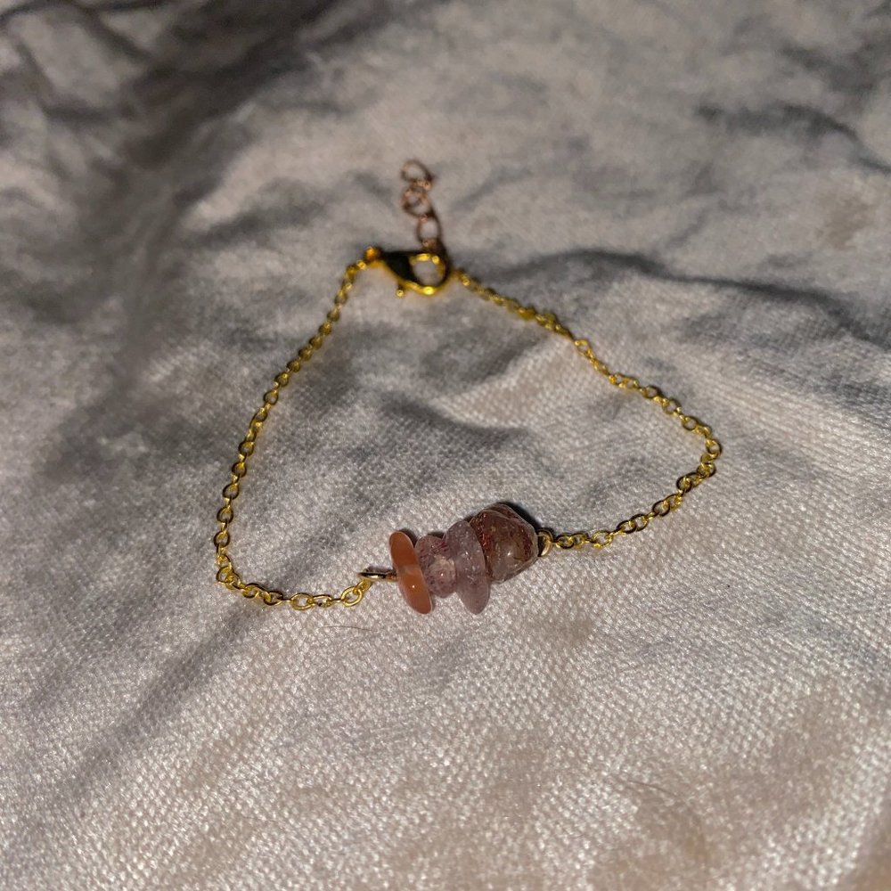 Strawberry Quartz Crystal Gemstone Bracelet